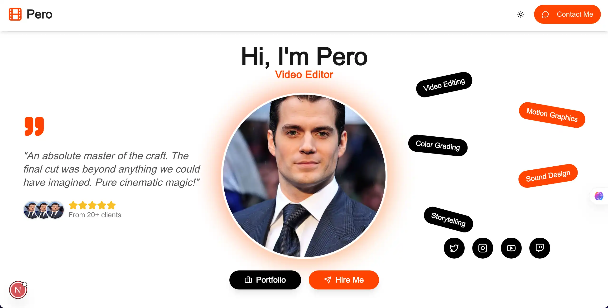 💻 Responsive Portfolio + dark&light mode support  📱🖥️  - View 1